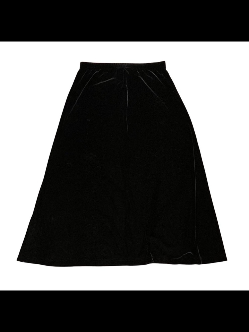 Vintage Orvis Black Velvet Midi Skirt 32.5” USA Made Stretch M 90s